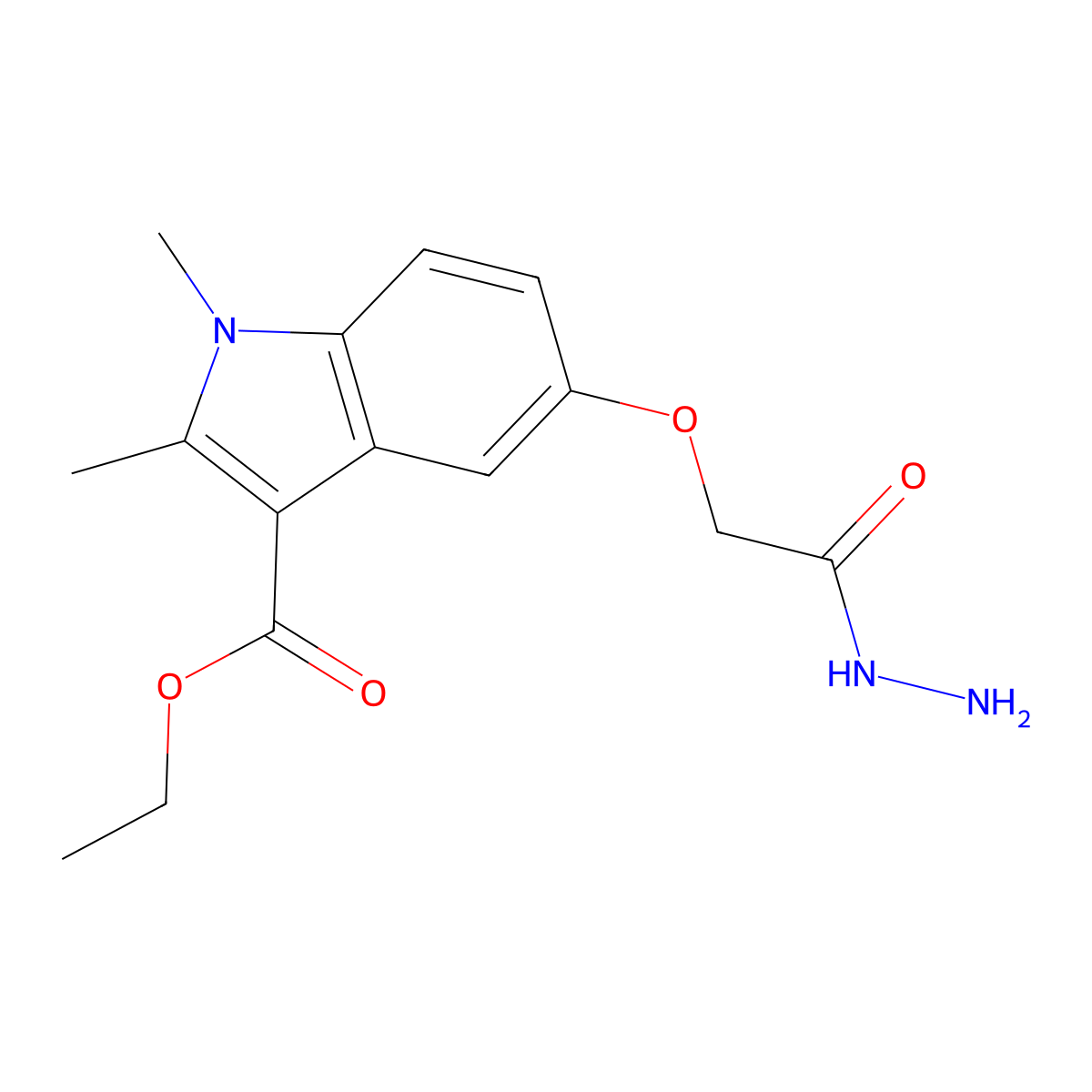 ethyl 5-(2-hydrazinyl-2-oxoethoxy)-1,2-dimethyl-1H-indole-3-carboxylate molecular structure, CAS 227029-79-0