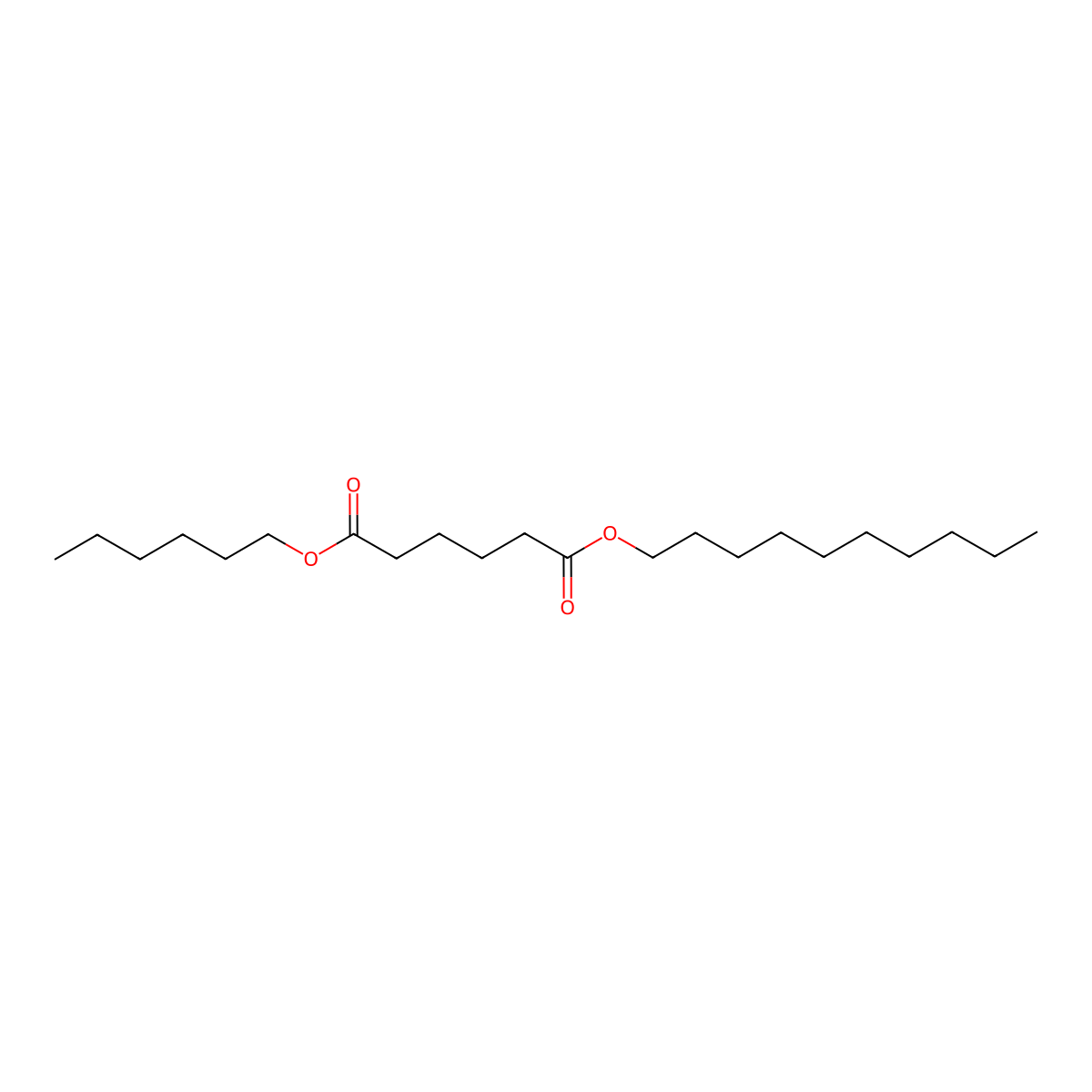 Decyl hexyl adipate molecular structure, CAS 22707-35-3