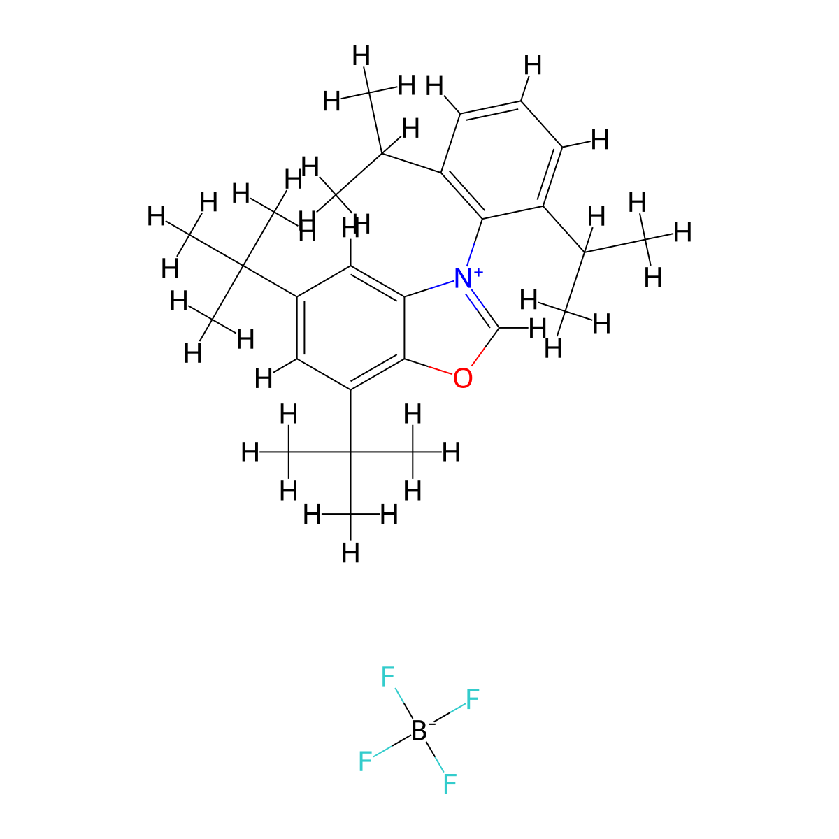 5,7-Di-tert-butyl-3-(2,6-diisopropylphenyl)benzo[d]oxazol-3-ium tetrafluoroborate molecular structure, CAS 2270864-45-2