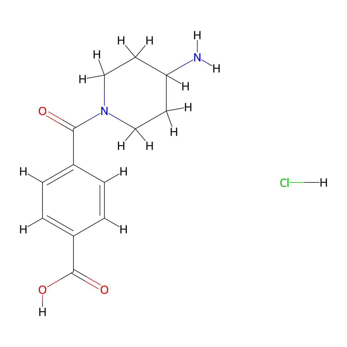 4-(4-Aminopiperidine-1-carbonyl)benzoic acid hydrochloride molecular structure, CAS 2270873-66-8