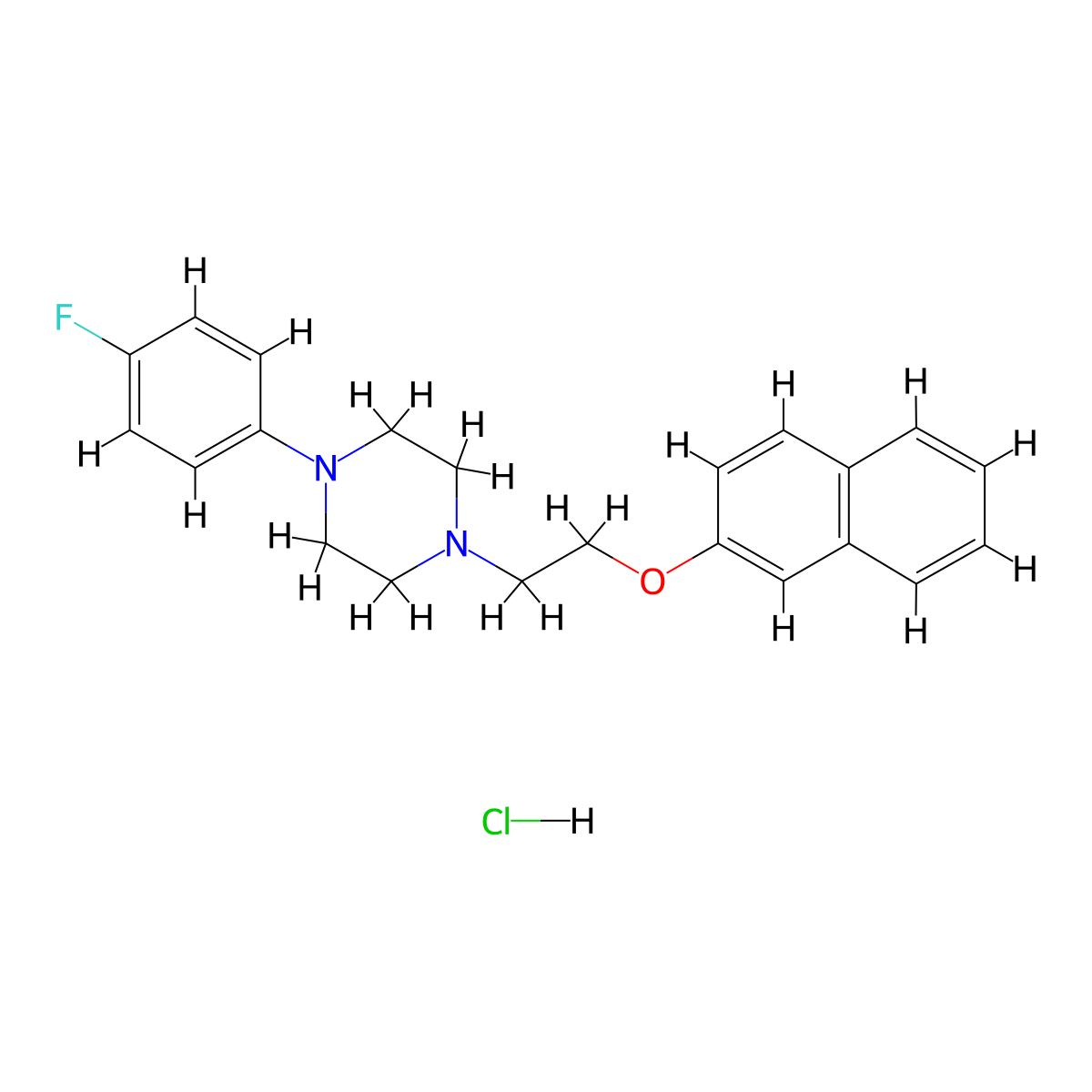 1-(4-Fluorophenyl)-4-(2-(naphthalen-2-yloxy)ethyl)piperazine hydrochloride molecular structure, CAS 2270877-71-7