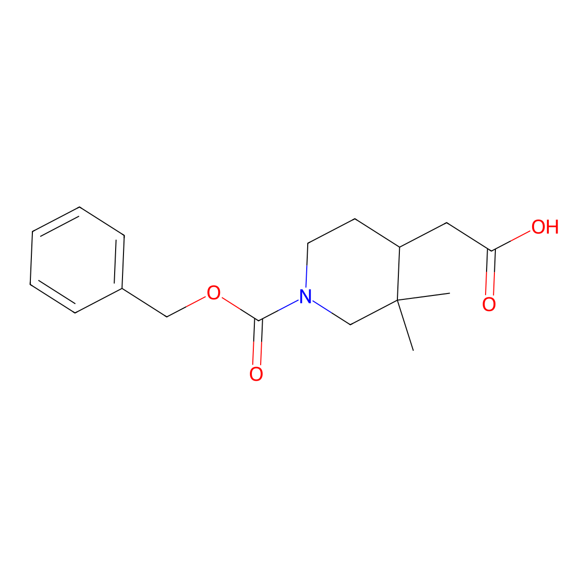 4-Carboxymethyl-3,3-dimethyl-piperidine-1-carboxylic acid benzyl ester molecular structure, CAS 2270905-13-8