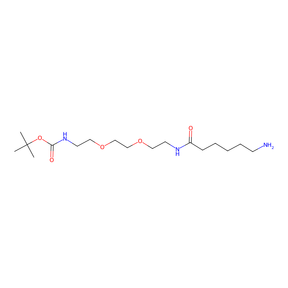 (2-{2-[2-(6-Aminohexanoylamino)-ethoxy]-ethoxy}-ethyl)-carbamic acid tert-butyl ester molecular structure, CAS 2270905-53-6