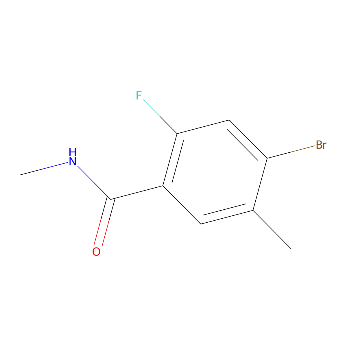 4-Bromo-2-fluoro-5,N-dimethyl-benzamide molecular structure, CAS 2270905-56-9