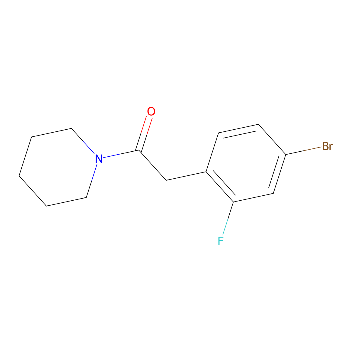 2-(4-Bromo-2-fluoro-phenyl)-1-piperidin-1-yl-ethanone molecular structure, CAS 2270906-15-3