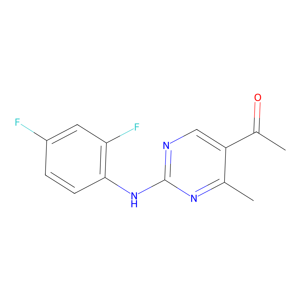 1-{2-[(2,4-Difluorophenyl)amino]-4-methylpyrimidin-5-yl}ethanone molecular structure, CAS 2270906-35-7