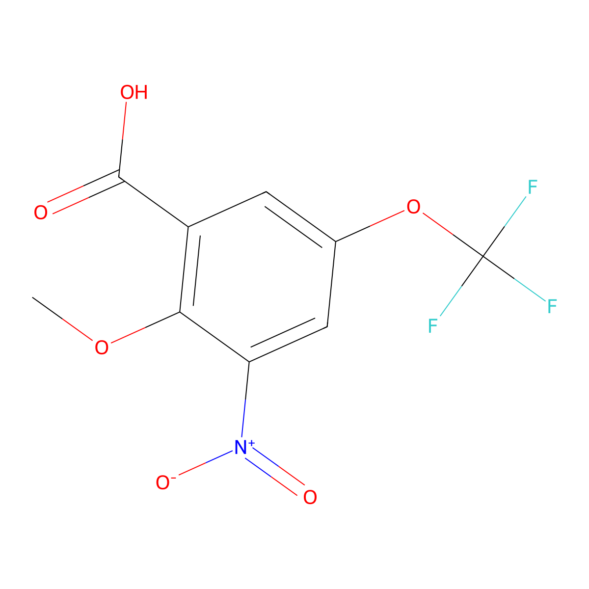 2-Methoxy-3-nitro-5-(trifluoromethoxy)benzoic acid molecular structure, CAS 2270906-37-9