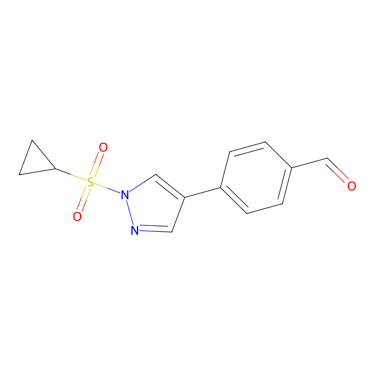 4-(1-Cyclopropanesulfonyl-1H-pyrazol-4-yl)-benzaldehyde molecular structure, CAS 2270906-62-0