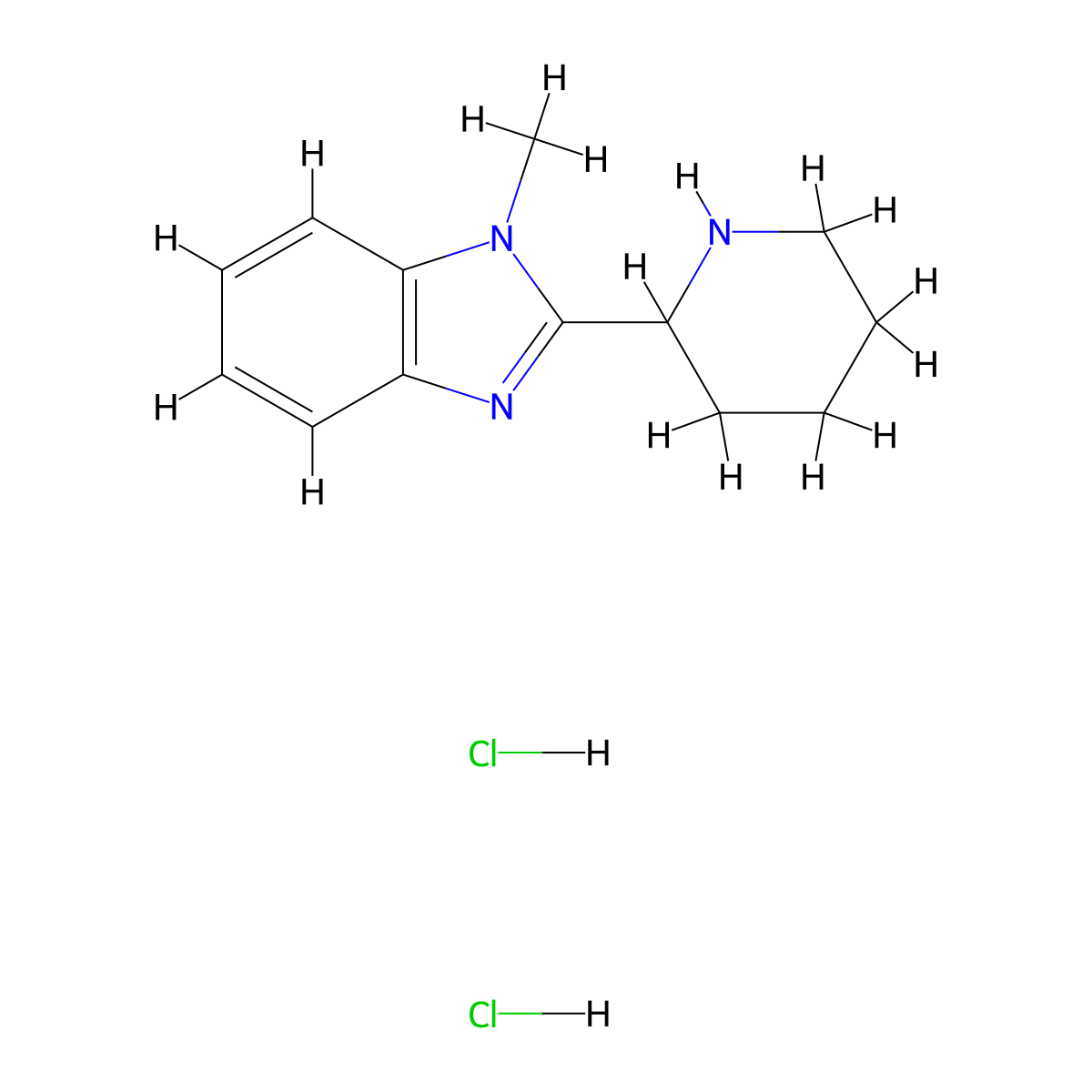 1-Methyl-2-piperidin-2-yl-1H-benzimidazole dihydrochloride molecular structure, CAS 2270906-64-2