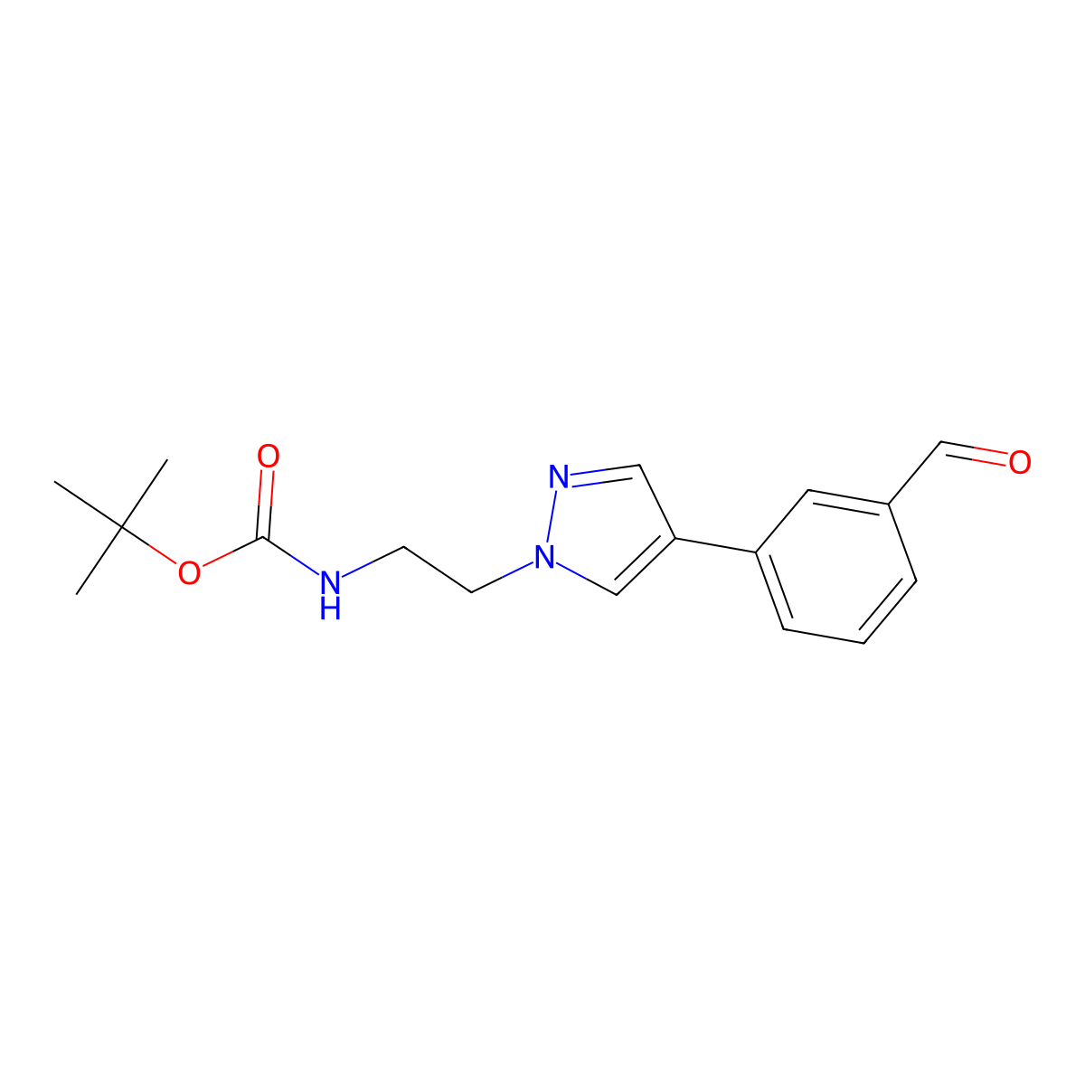 tert-butyl N-{2-[4-(3-formylphenyl)-1H-pyrazol-1-yl]ethyl}carbamate molecular structure, CAS 2270906-93-7
