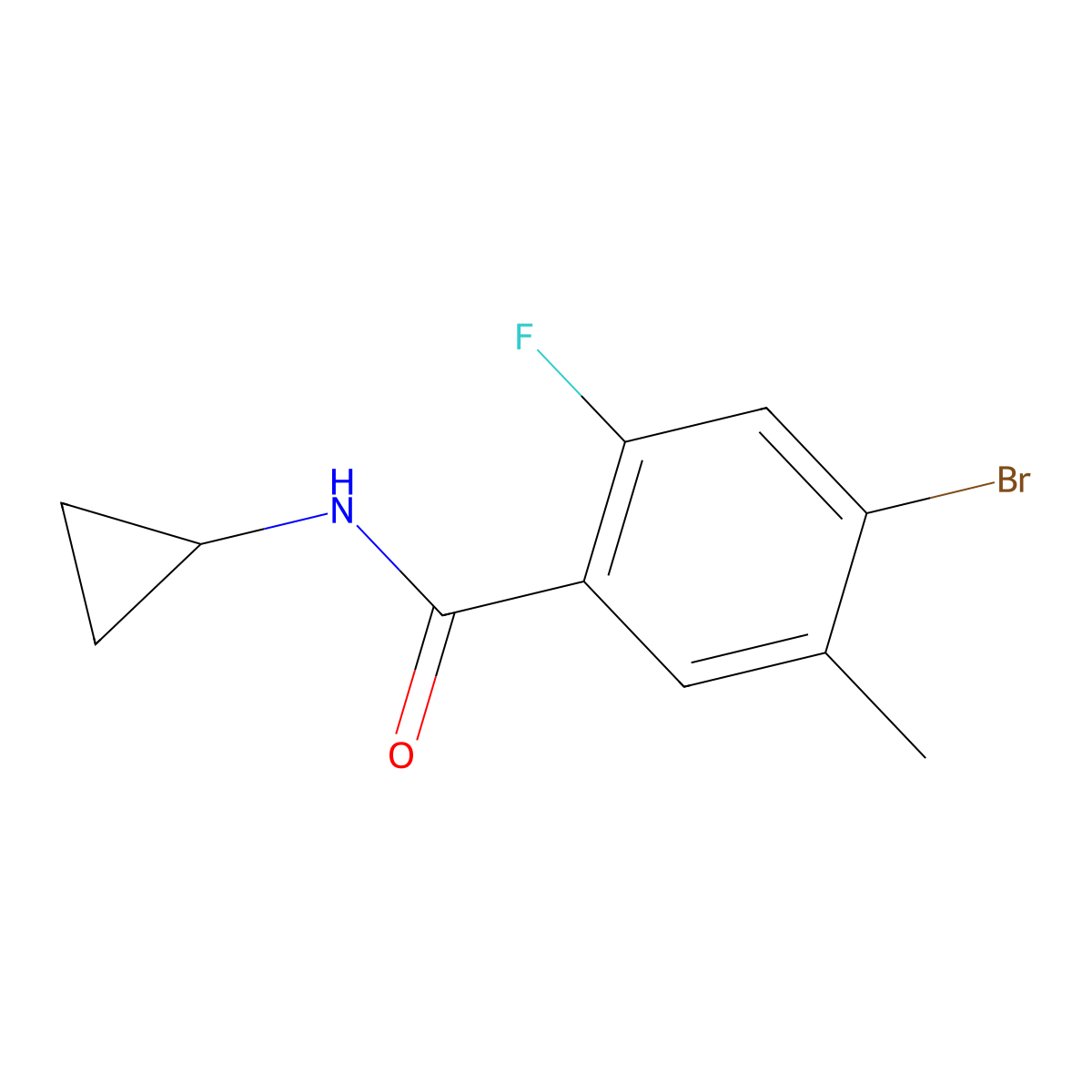 4-Bromo-N-cyclopropyl-2-fluoro-5-methyl-benzamide molecular structure, CAS 2270907-37-2