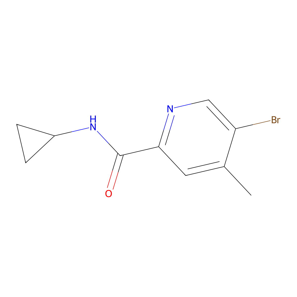 5-Bromo-N-cyclopropyl-4-methylpicolinamide molecular structure, CAS 2270907-61-2