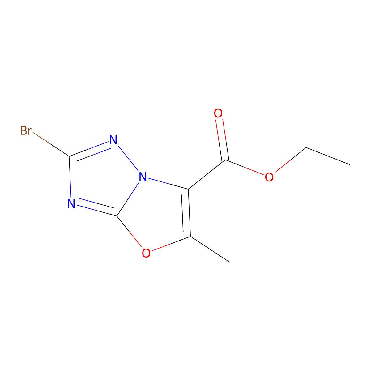 Ethyl 2-bromo-5-methyl[1,3]oxazolo[3,2-b][1,2,4]triazole-6-carboxylate molecular structure, CAS 2270908-40-0
