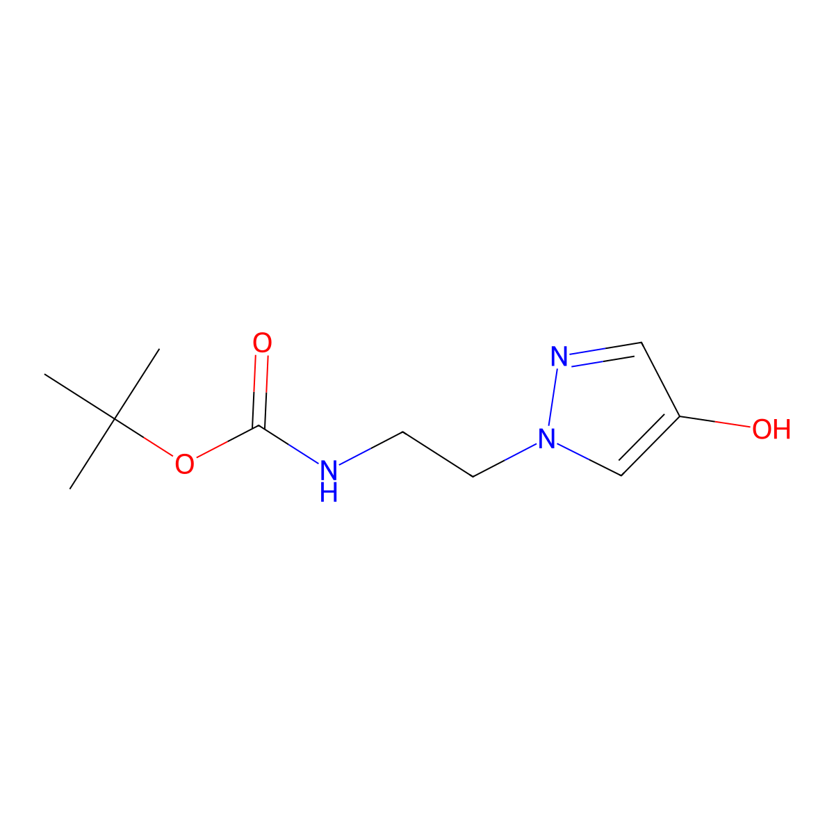 tert-Butyl (2-(4-hydroxy-1H-pyrazol-1-yl)ethyl)carbamate molecular structure, CAS 2270908-91-1