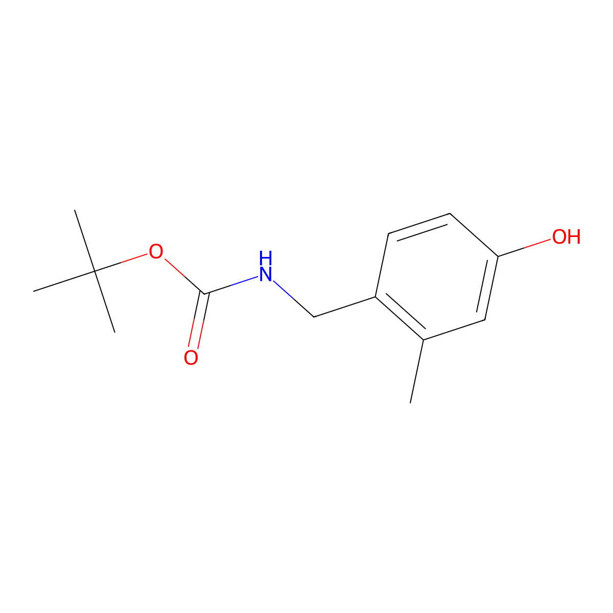 (4-Hydroxy-2-methyl-benzyl)-carbamic acid tert-butyl ester molecular structure, CAS 2270909-70-9