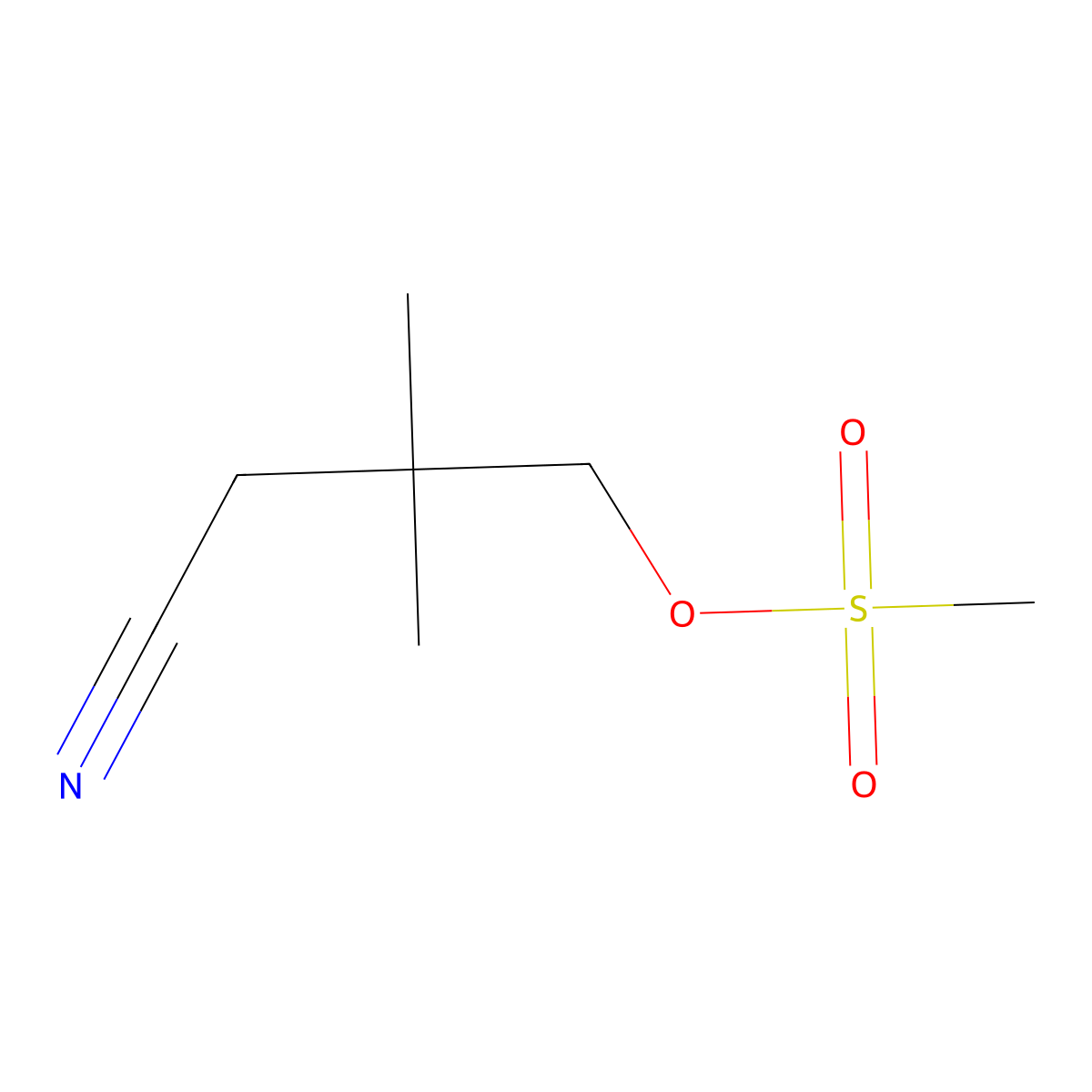 Methanesulfonic acid 3-cyano-2,2-dimethyl-propyl ester molecular structure, CAS 2270910-44-4