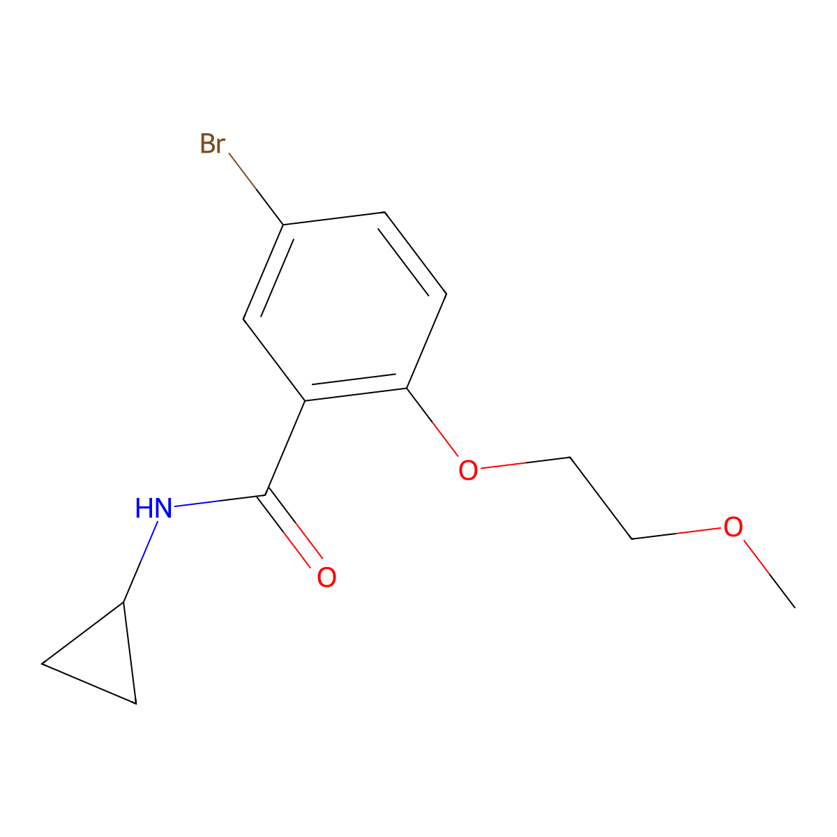 5-Bromo-N-cyclopropyl-2-(2-methoxy-ethoxy)-benzamide molecular structure, CAS 2270911-10-7