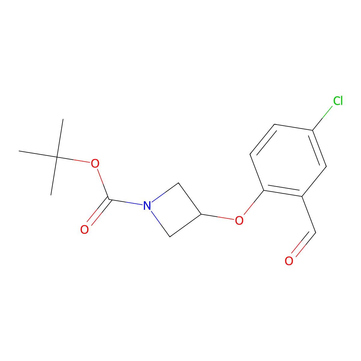 Tert-butyl 3-(4-chloro-2-formylphenoxy)azetidine-1-carboxylate molecular structure, CAS 2270911-31-2