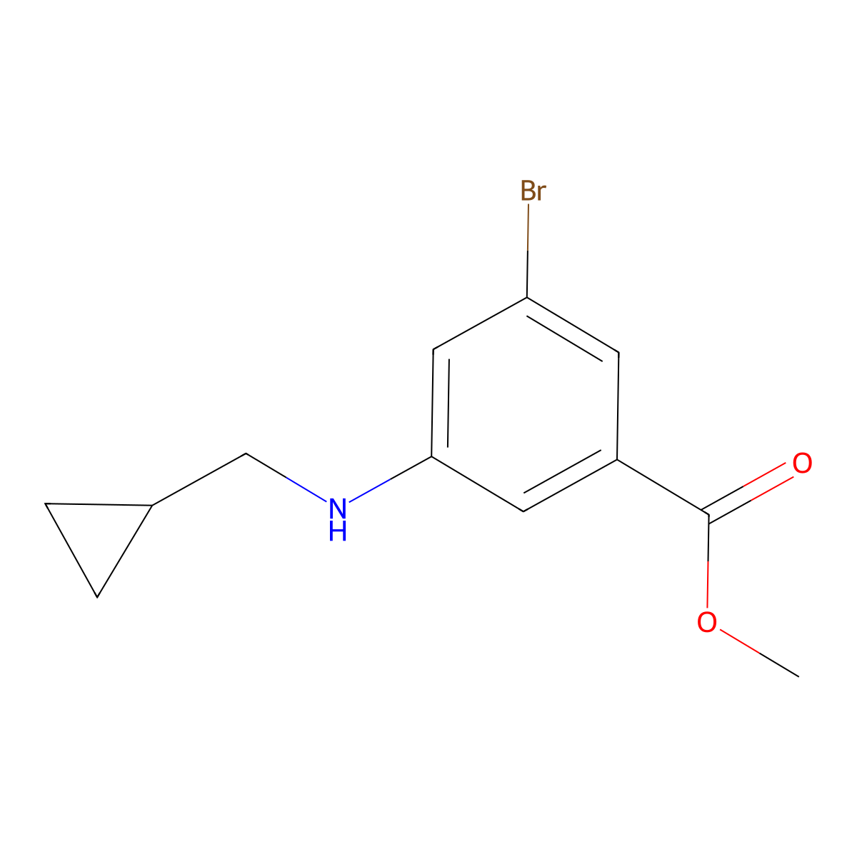 Methyl 3-bromo-5-((cyclopropylmethyl)amino)benzoate molecular structure, CAS 2270912-22-4