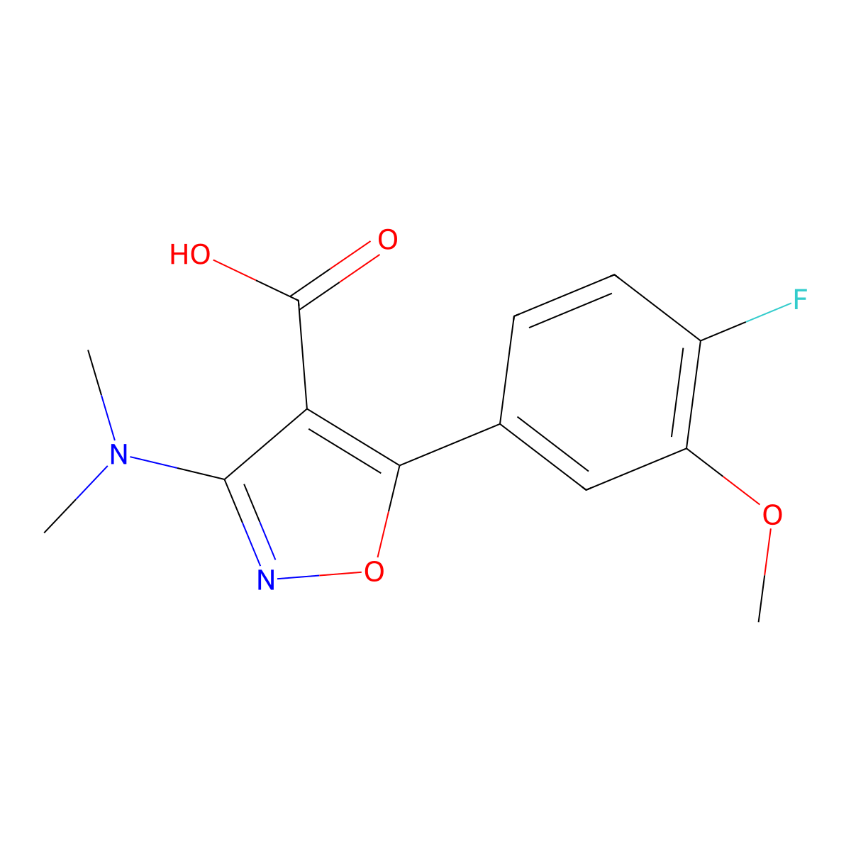 3-(Dimethylamino)-5-(4-fluoro-3-methoxyphenyl)isoxazole-4-carboxylic acid molecular structure, CAS 2270912-39-3