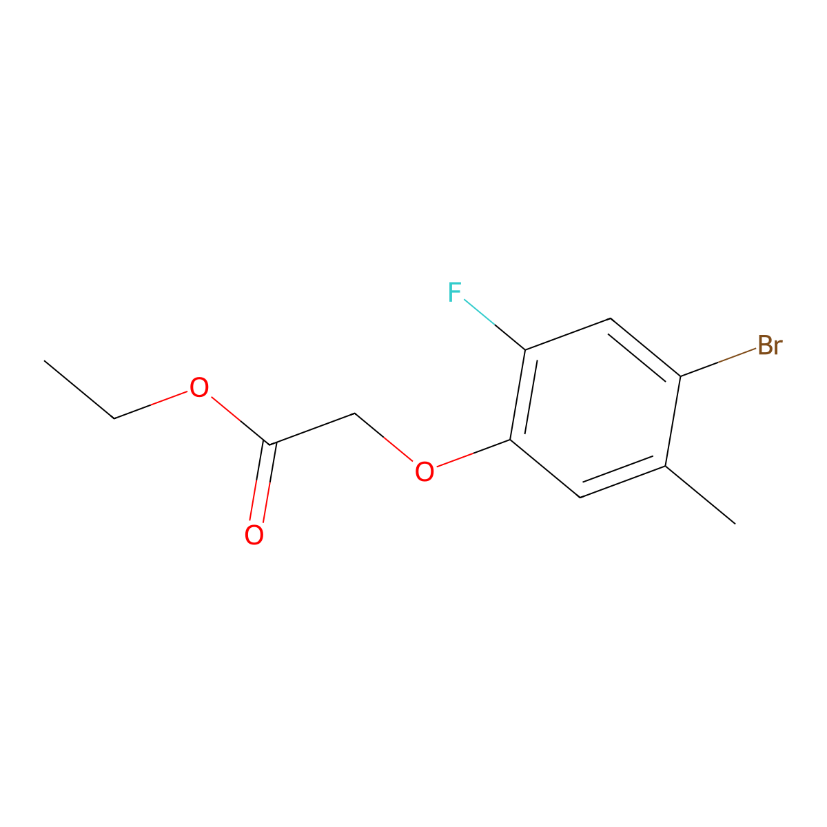 Ethyl 2-(4-bromo-2-fluoro-5-methylphenoxy)acetate molecular structure, CAS 2270912-77-9