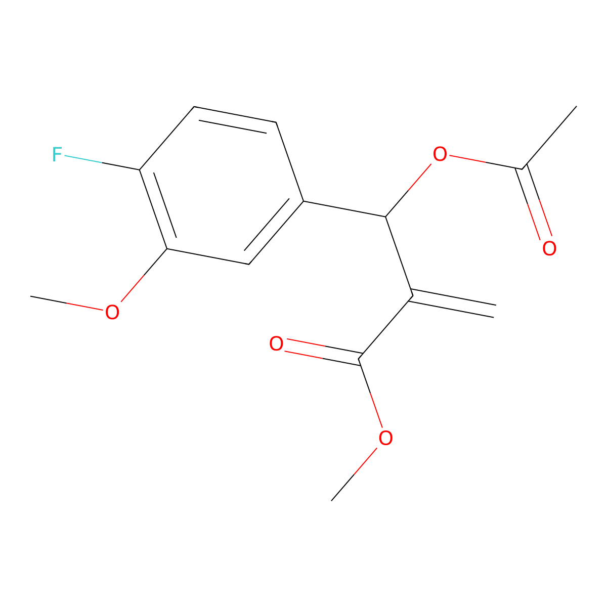 Methyl 2-[(acetyloxy)(4-fluoro-3-methoxyphenyl)methyl]acrylate molecular structure, CAS 2270913-23-8