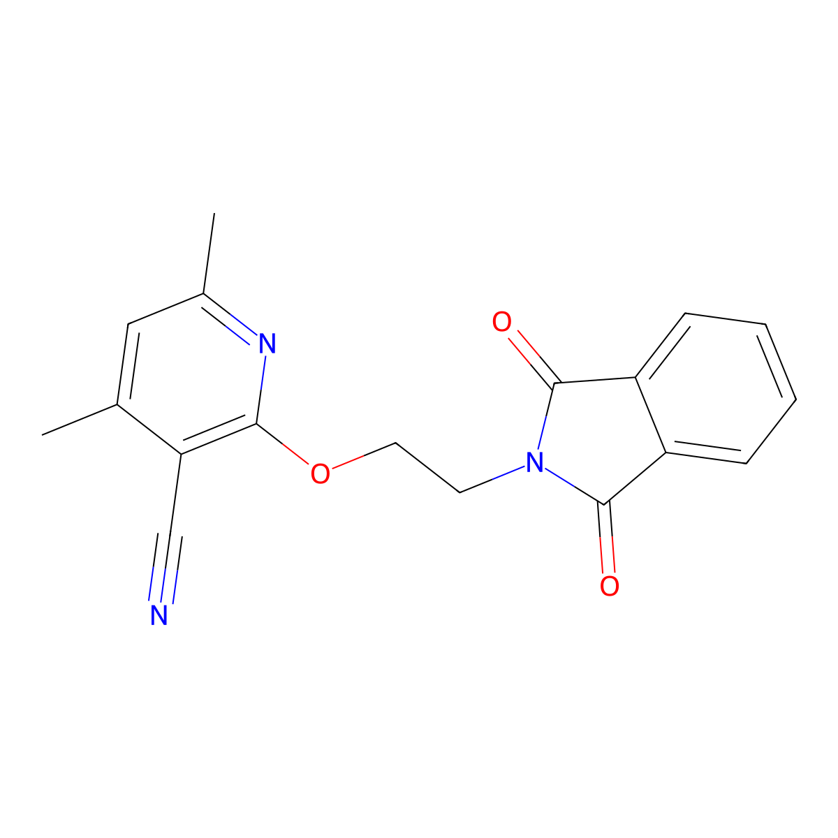 2-[2-(1,3-Dioxo-1,3-dihydro-2H-isoindol-2-yl)ethoxy]-4,6-dimethylnicotinonitrile molecular structure, CAS 2270913-28-3