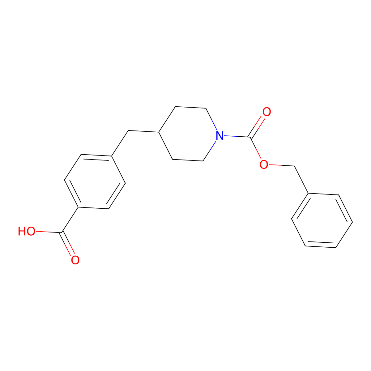 4-((1-((Benzyloxy)carbonyl)piperidin-4-yl)methyl)benzoic acid molecular structure, CAS 2270913-32-9