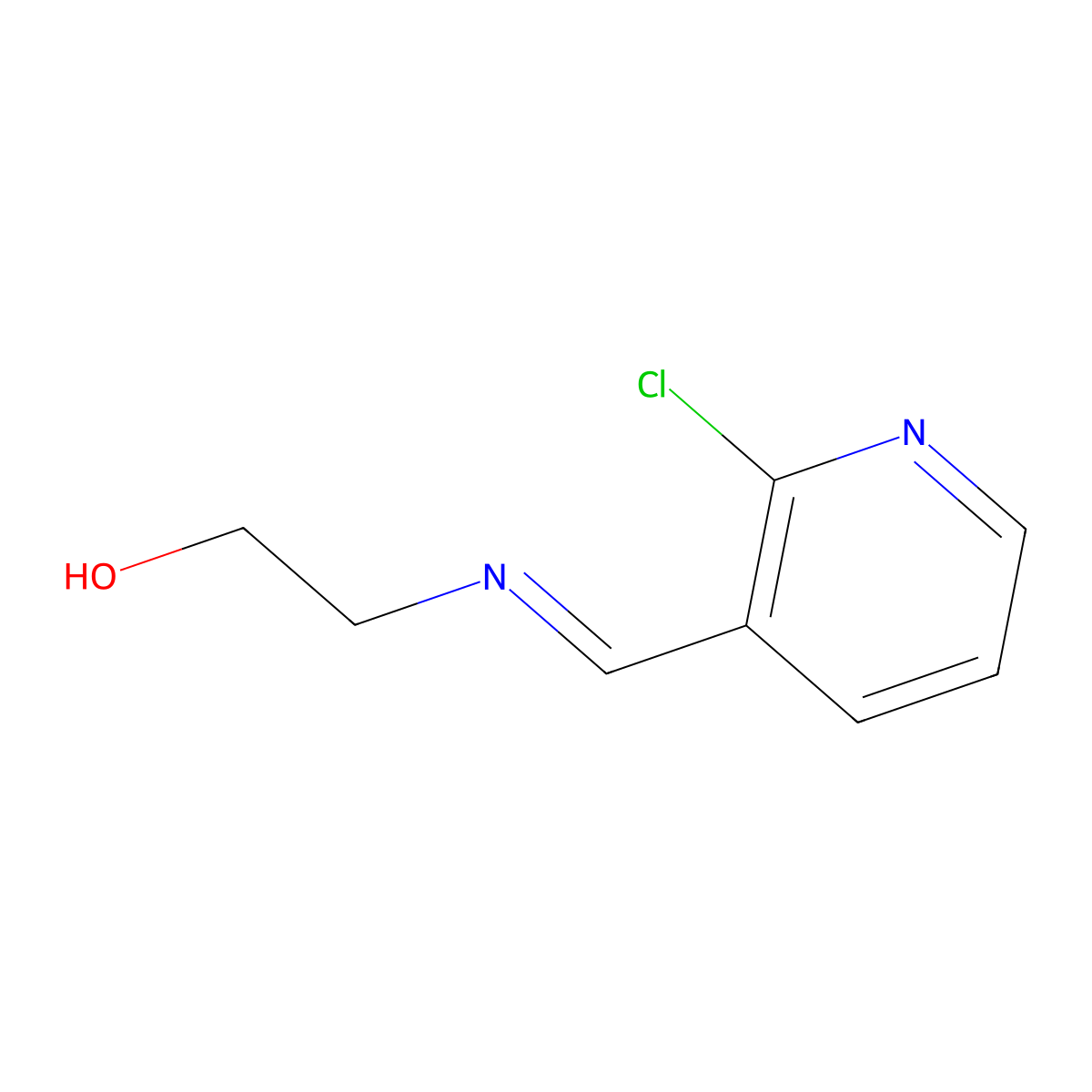 2-{[(1E)-(2-Chloropyridin-3-yl)methylene]amino}ethanol molecular structure, CAS 2270915-07-4