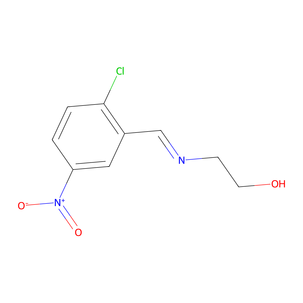 2-{[(1E)-(2-Chloro-5-nitrophenyl)methylene]amino}ethanol molecular structure, CAS 2270915-09-6