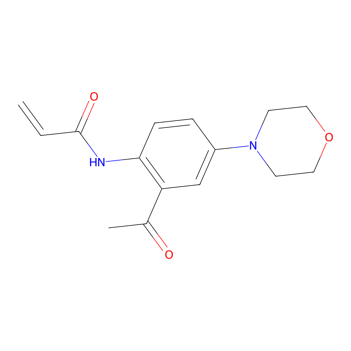 N-[2-acetyl-4-(morpholin-4-yl)phenyl]prop-2-enamide molecular structure, CAS 2270918-37-9
