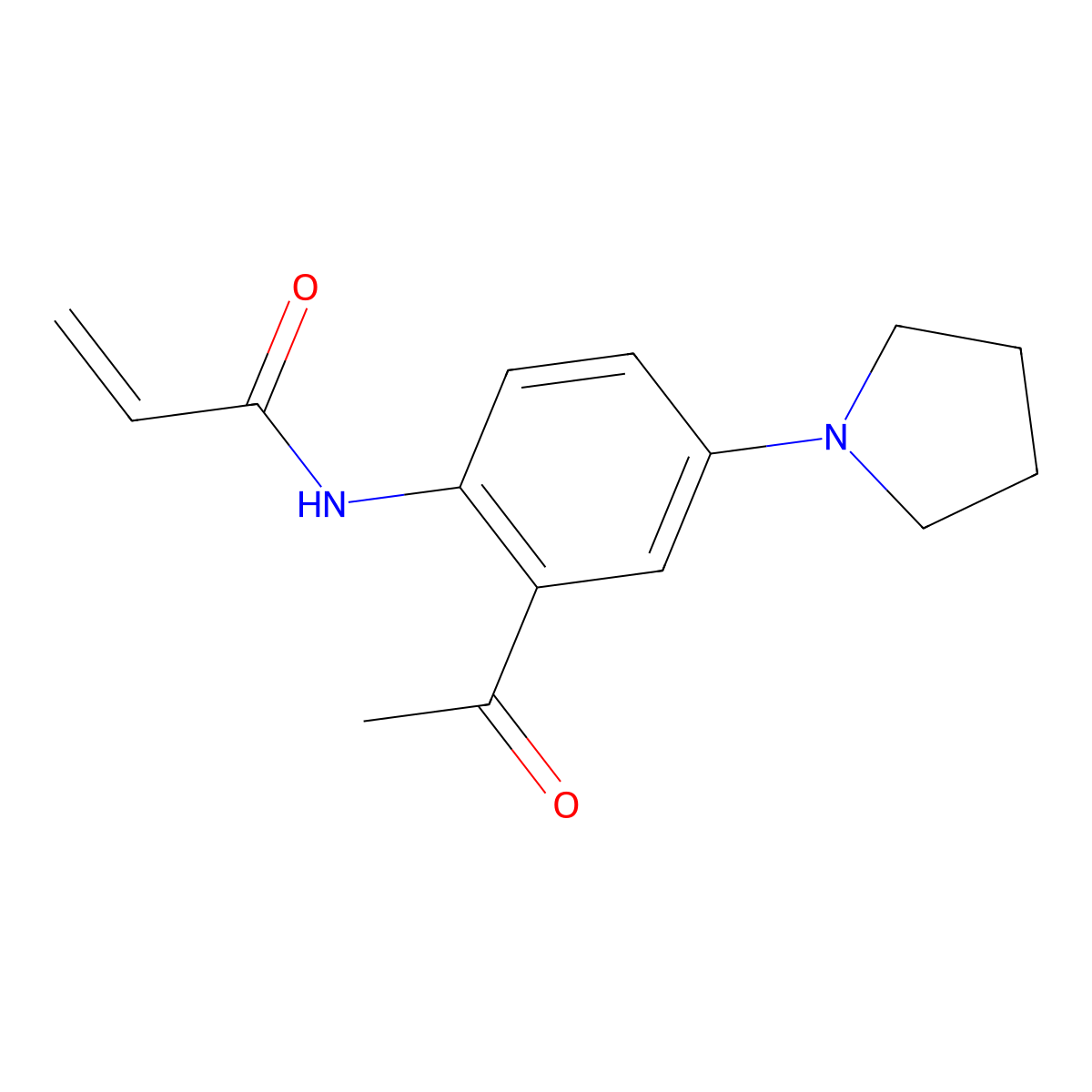N-[2-acetyl-4-(pyrrolidin-1-yl)phenyl]prop-2-enamide molecular structure, CAS 2270918-44-8