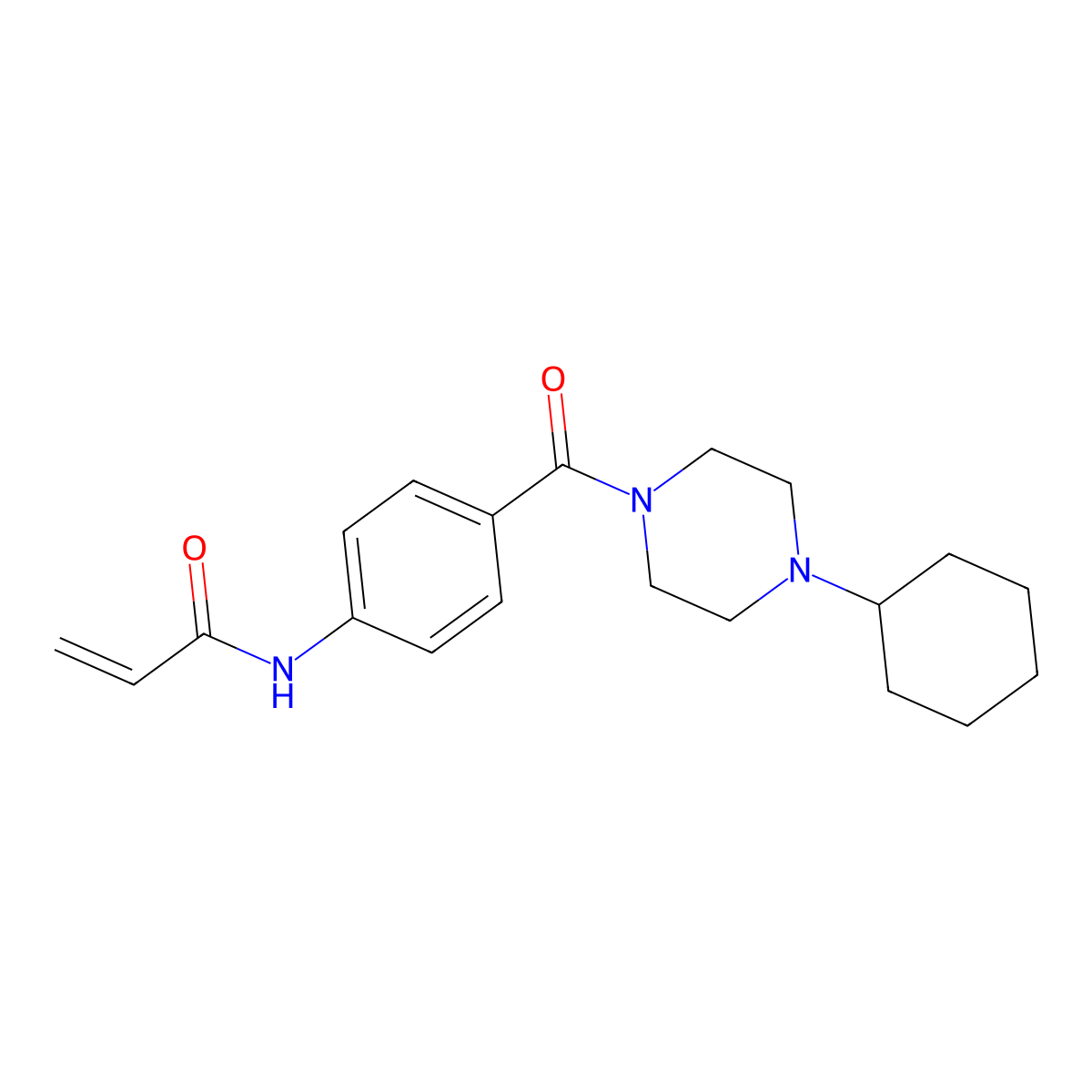 N-[4-(4-cyclohexylpiperazine-1-carbonyl)phenyl]prop-2-enamide molecular structure, CAS 2270918-64-2