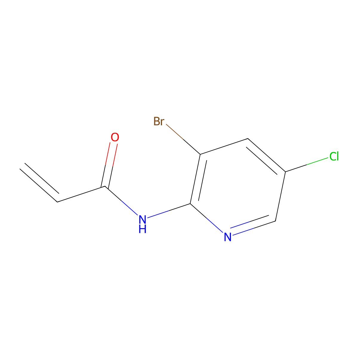 N-(3-bromo-5-chloropyridin-2-yl)prop-2-enamide molecular structure, CAS 2270918-75-5
