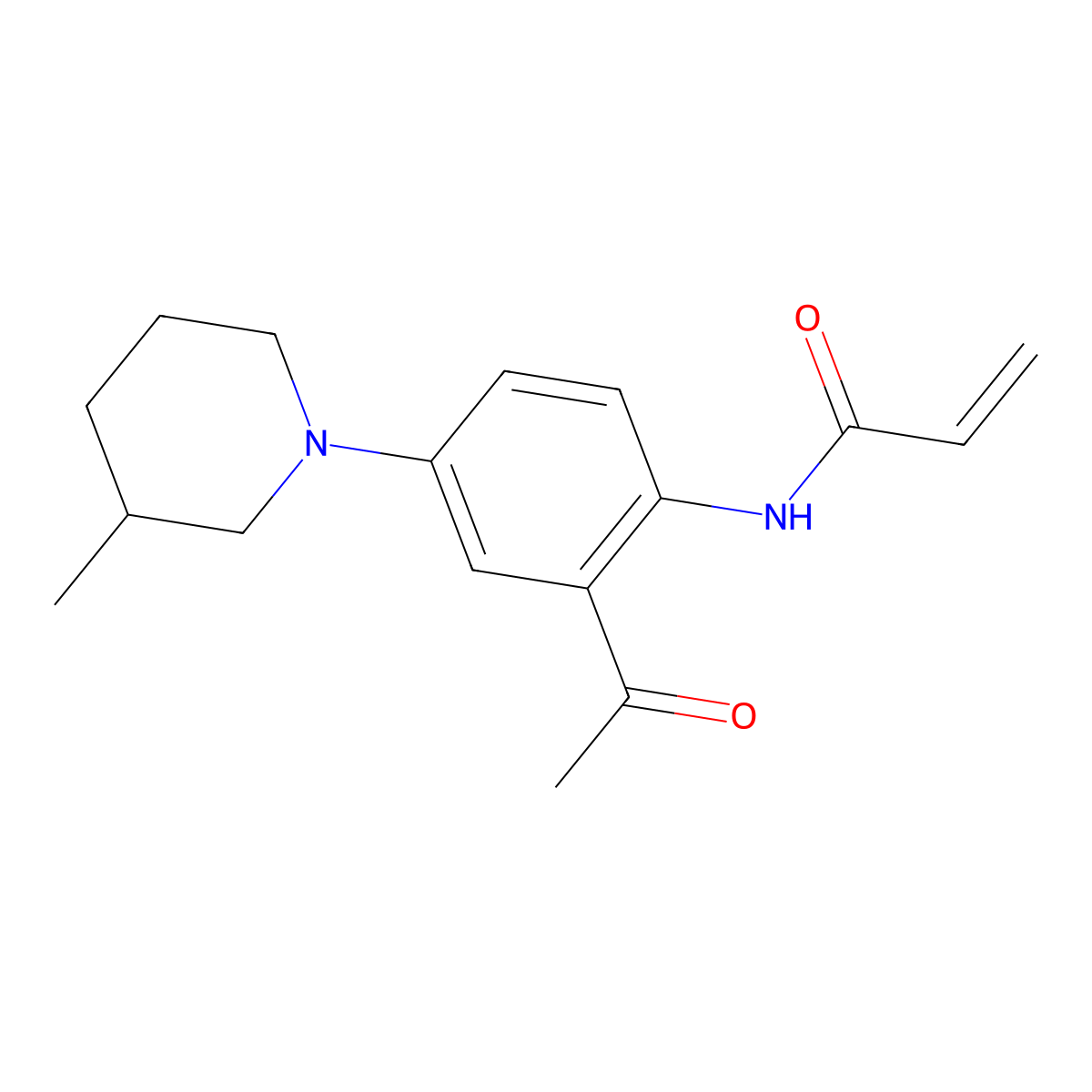 N-[2-acetyl-4-(3-methylpiperidin-1-yl)phenyl]prop-2-enamide molecular structure, CAS 2270918-79-9