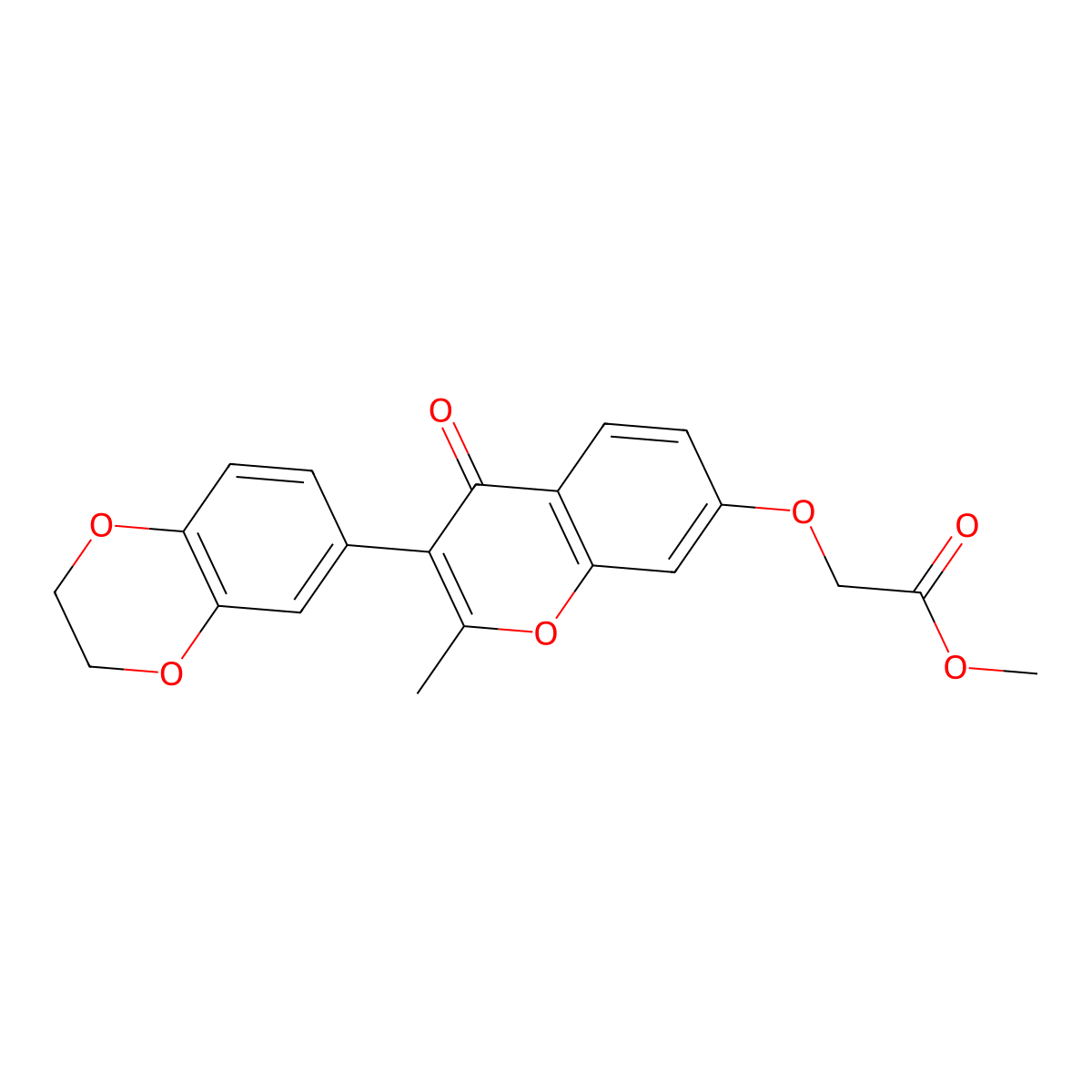 Methyl {[3-(2,3-dihydro-1,4-benzodioxin-6-YL)-2-methyl-4-oxo-4H-chromen-7-YL]oxy}acetate molecular structure, CAS 227094-55-5