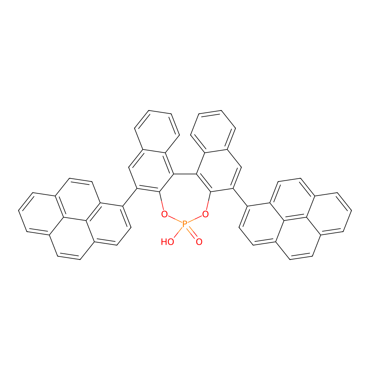 (11bR)-2,6-Di-1-pyrenyl-4-hydroxy-4-oxide-dinaphtho[2,1-d:1',2'-f][1,3,2]dioxaphosphepin molecular structure, CAS 2270966-57-7
