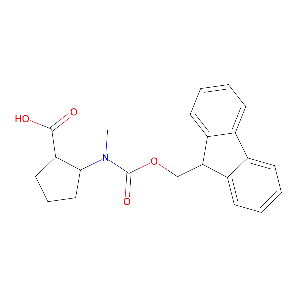 cis-(1R,2S)-2-[9H-fluoren-9-ylmethoxycarbonyl(methyl)amino]cyclopentane-1-carboxylic acid molecular structure, CAS 2271033-15-7