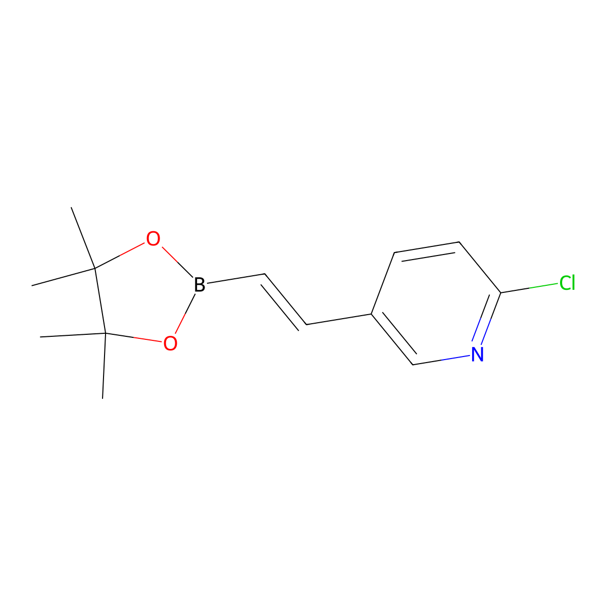 2-chloro-5-[(E)-2-(tetramethyl-1,3,2-dioxaborolan-2-yl)ethenyl]pyridine molecular structure, CAS 2271169-61-8