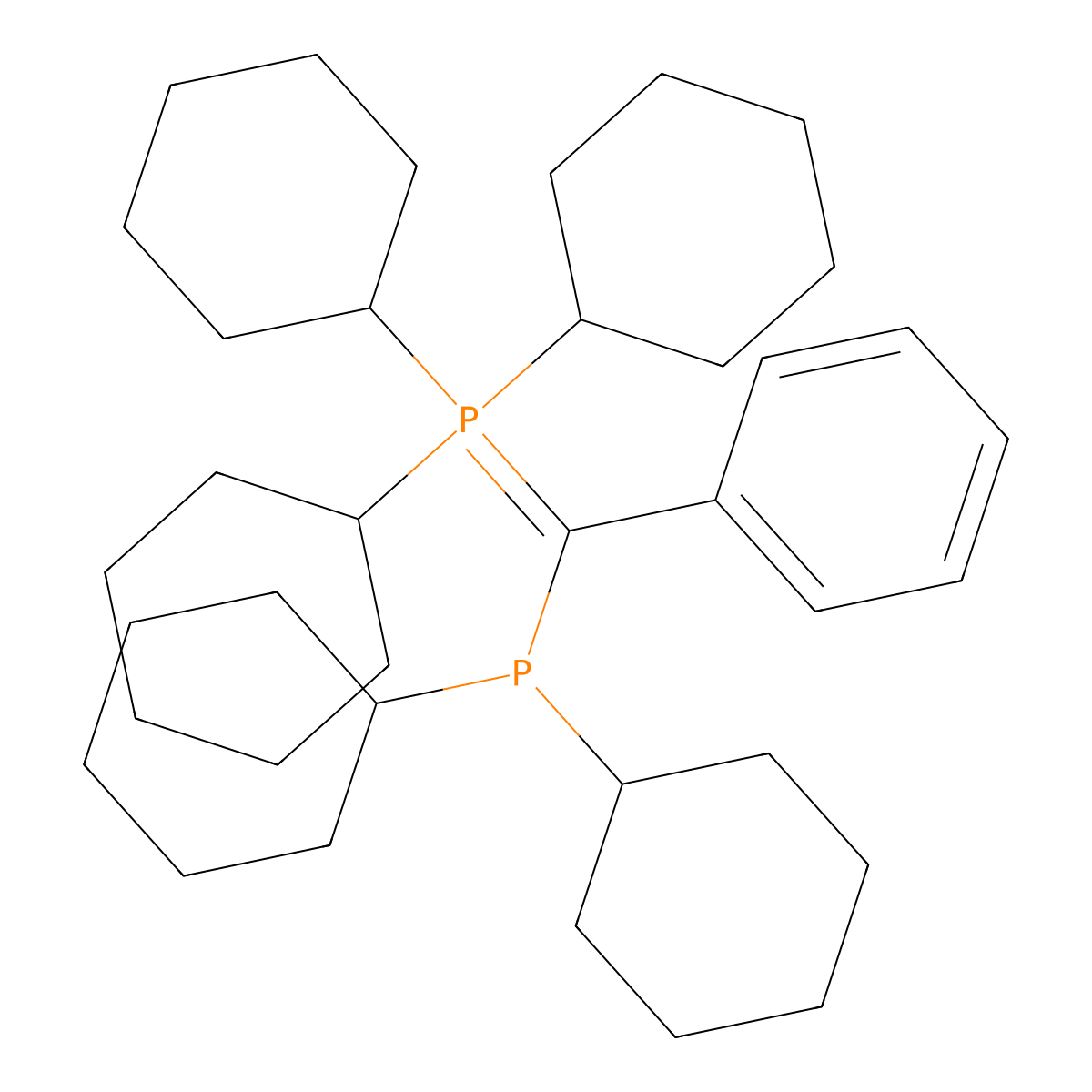 Tricyclohexyl[(dicyclohexylphosphino)phenylmethylene]phosphine molecular structure, CAS 2271302-85-1