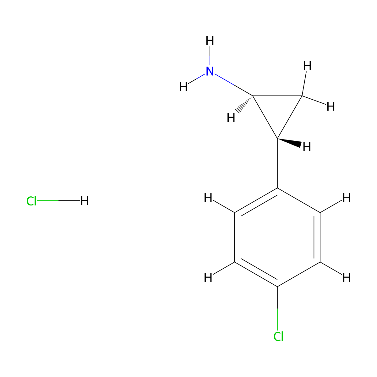(1S,2R)-2-(4-Chloro-phenyl)-cyclopropylamine hydrogen chloride molecular structure, CAS 2271308-21-3