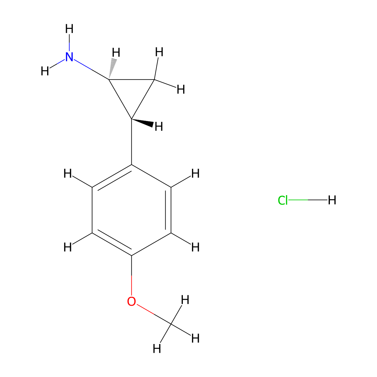 (1S,2R)-2-(4-methoxyphenyl)cyclopropan-1-amine hydrochloride molecular structure, CAS 2271309-68-1