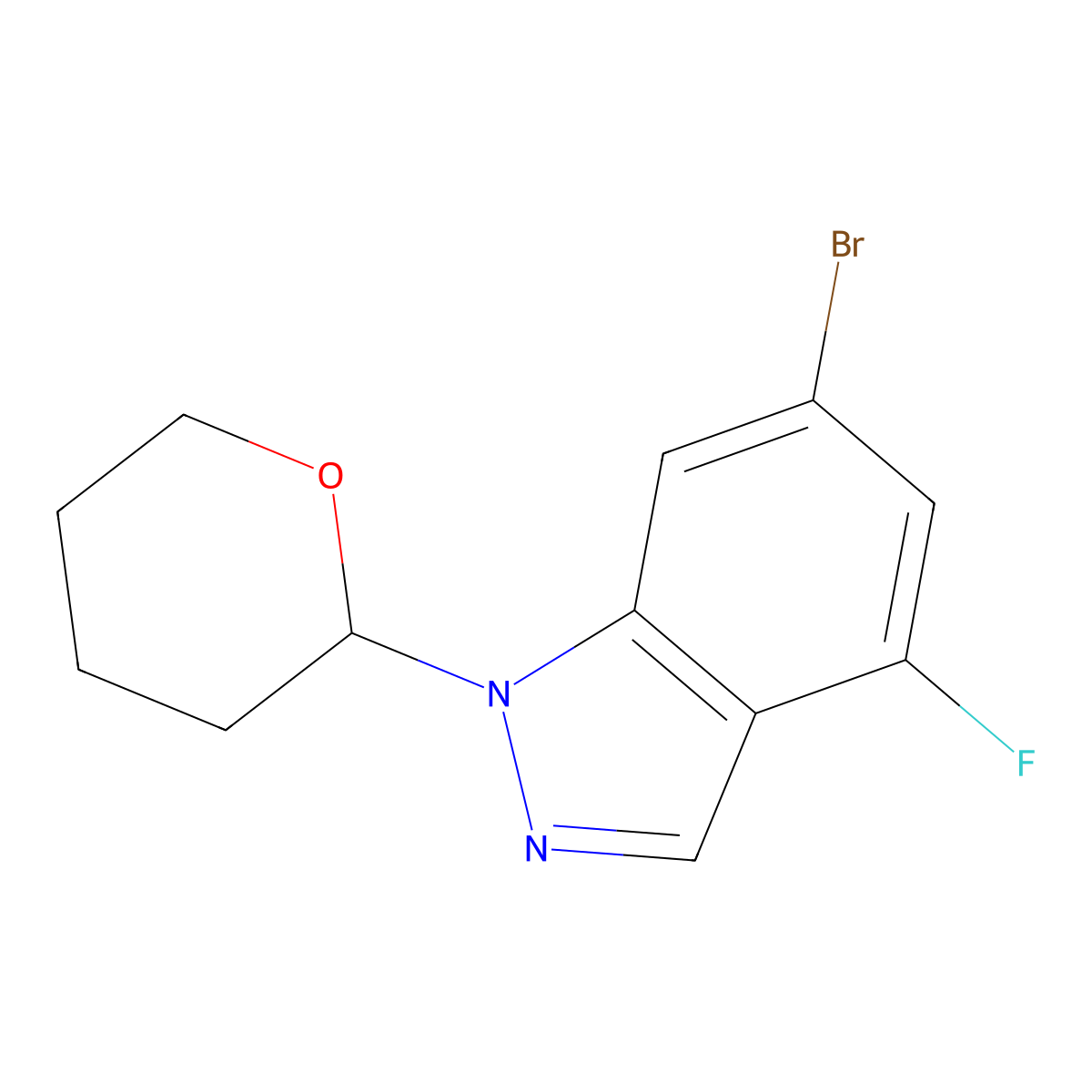 6-Bromo-4-fluoro-1-tetrahydropyran-2-yl-indazole molecular structure, CAS 2271323-35-2