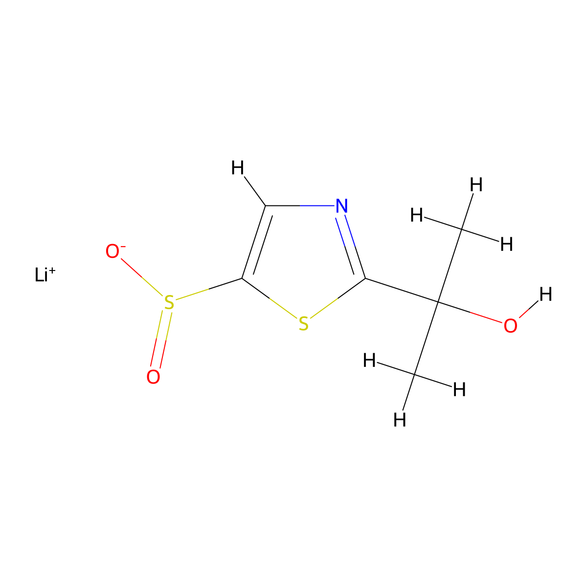 Lithium(1+) 2-(2-hydroxypropan-2-yl)-1,3-thiazole-5-sulfinate molecular structure, CAS 2271372-28-0