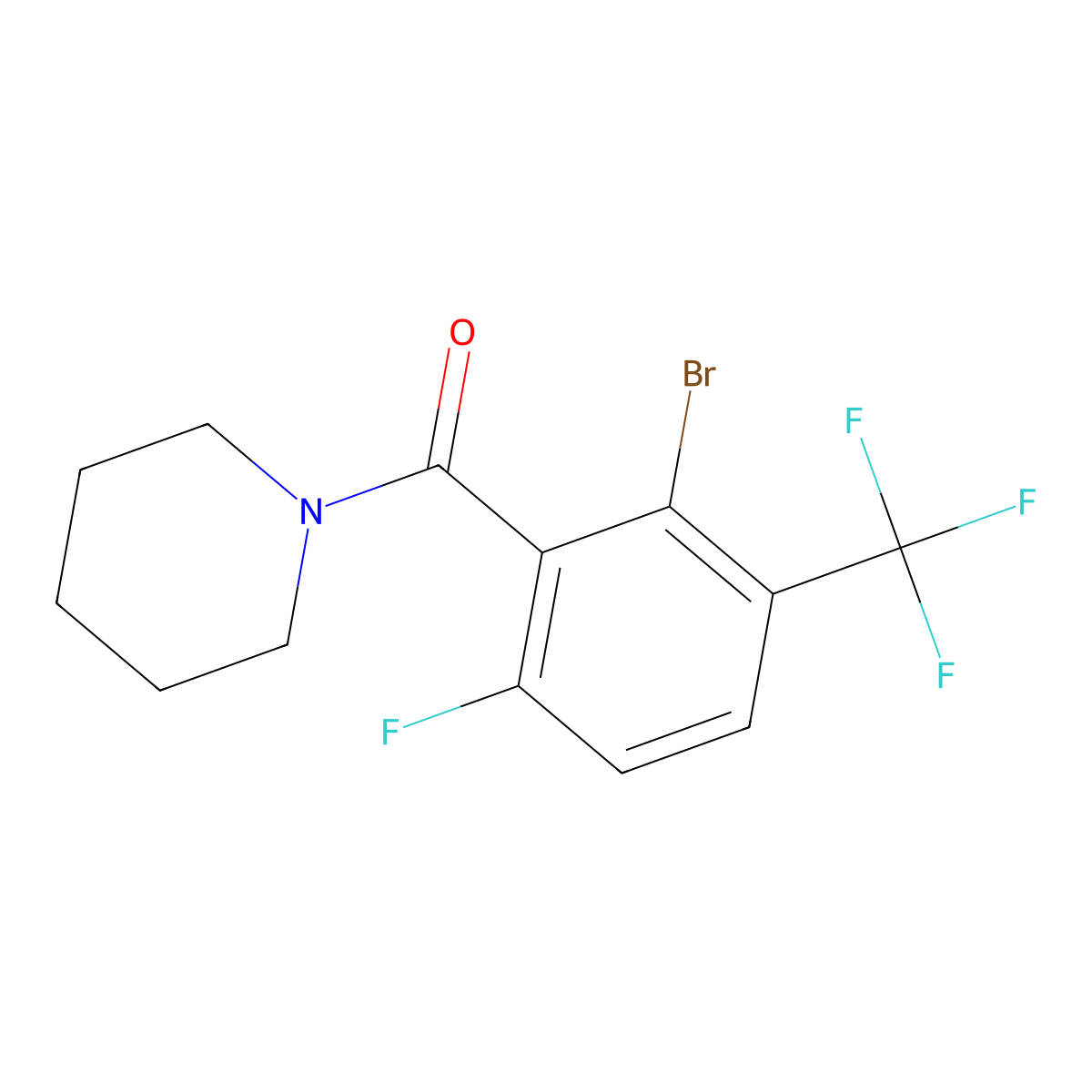 1-[2-Bromo-6-fluoro-3-(trifluoromethyl)benzoyl]piperidine molecular structure, CAS 2271442-88-5