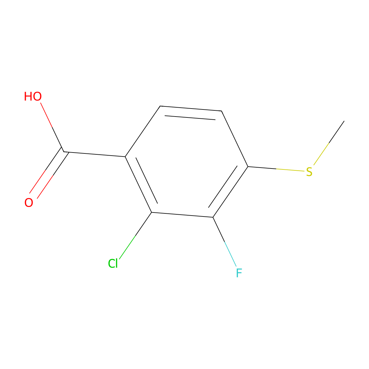 2-Chloro-3-fluoro-4-(methylsulfanyl)benzoic acid molecular structure, CAS 2271442-95-4