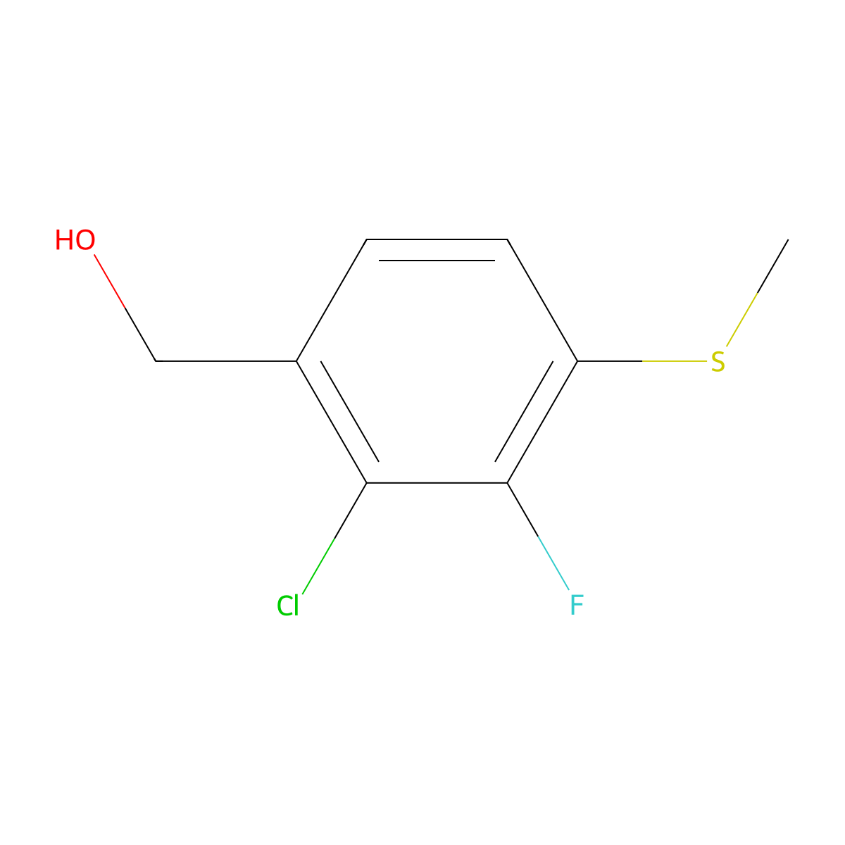 [2-Chloro-3-fluoro-4-(methylsulfanyl)phenyl]methanol molecular structure, CAS 2271442-97-6