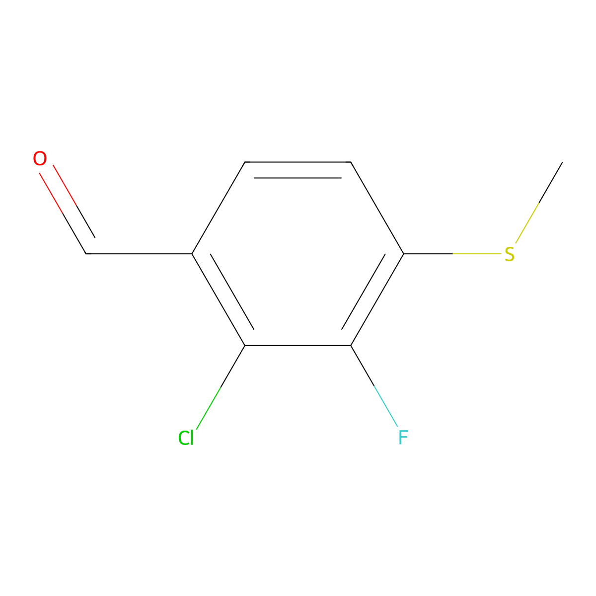 2-Chloro-3-fluoro-4-(methylthio)benzaldehyde molecular structure, CAS 2271442-99-8
