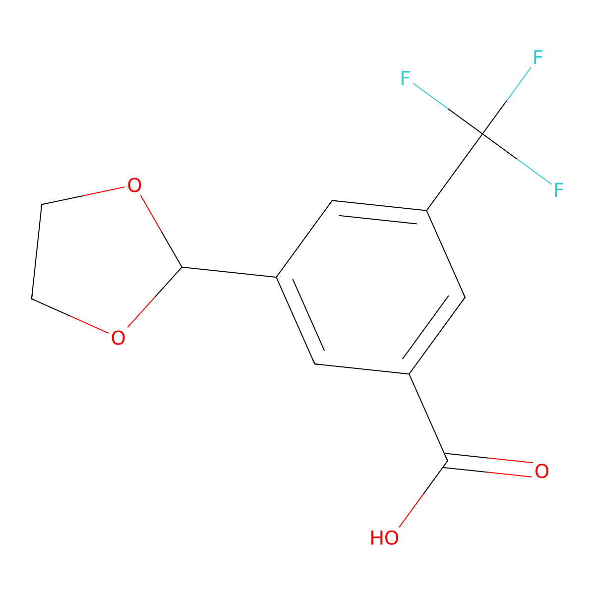 3-(1,3-Dioxolan-2-yl)-5-(trifluoromethyl)-benzoic acid molecular structure, CAS 2271443-05-9
