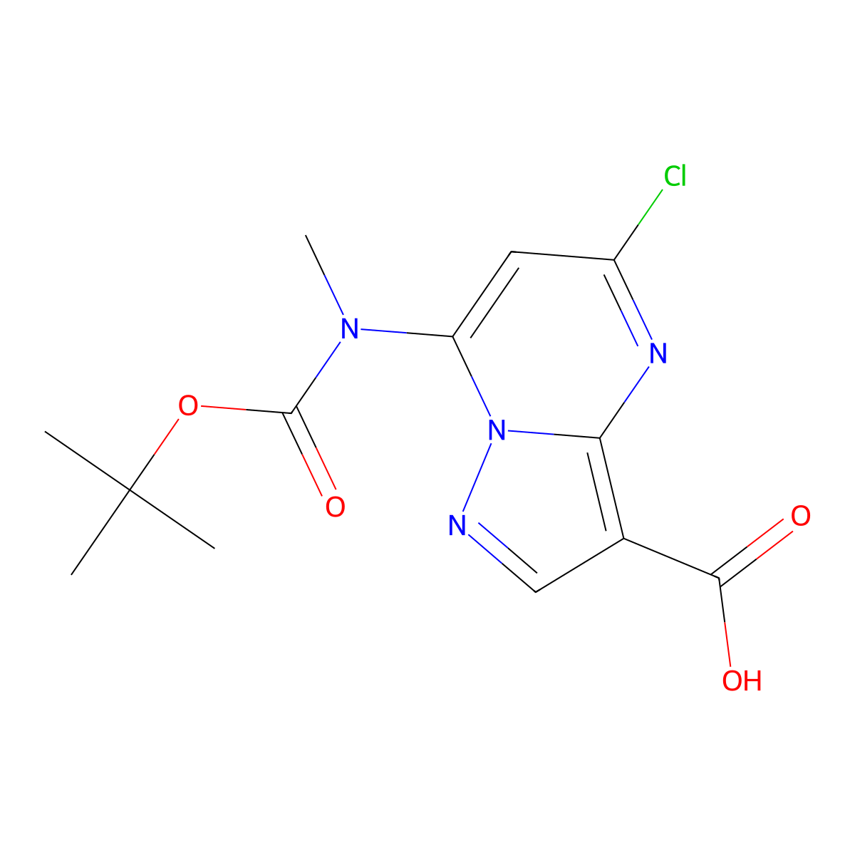 7-((tert-Butoxycarbonyl)(methyl)amino)-5-chloropyrazolo[1,5-a]pyrimidine-3-carboxylic acid molecular structure, CAS 2271470-66-5